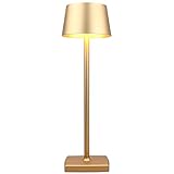 Tischlampe Kabellos, 5200mAh Akku Aufladbar, IP54 Wasserdicht, Warmes Licht LED, Tippen Sie auf Dimmen, Alle Aluminiumlegierungen, Gold