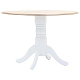 vidaXL Gummiholz Massiv Esstisch Holztisch Küchentisch Esszimmertisch Speisetisch Tisch Massivholztisch Esszimmer Küche Rund Weiß Braun 106x75cm MDF-Platte