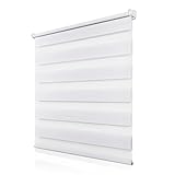 Buseu Doppelrollo Klemmfix 85x120cm(BxH) Weiß Duo Rollo ohne Bohren Lichtdurchlässig & Verdunkelnd & Sichtschutz Rollos für Fenster & Tür