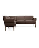 Cavadore Eckbank Femarn mit Federkern und verstellbaren Armlehnen, Sitzecke für Küche oder Esszimmer, 254 x 98 x 195 cm, Mikrofaser Lederoptik braun