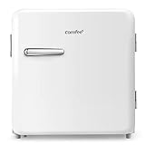Comfee RCD50WH1RT(E) Mini-Kühlschrank/Retro Kühlschrank / 47L Kühlbox / 50 cm Höhe / 100 kWh/Jahr/Einstellbare Temperaturregelung/Verstellbare Standfüße/Weiß