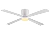 Newday Deckenventilator mit LED Beleuchtung Fernbedienung Leise, 122cm Deckenventilatoren mit Beleuchtung Weiß, Deckenventilator mit licht Mit 6 Gang, 3 Timer,3 LED Farbe, DC Motor