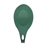 Clicitina Silikon-Spatel, Löffel, hitzebeständig, heiße Küchenutensilien, Löffel, Kissen Spülbürstenhalter Schwarz (Green, One Size)