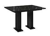 ALTDECOR Esstisch ausziehbar, ideal als Küchentisch, Esszimmertisch - oder Wohnzimmertisch, solide Konstruktion aus Möbelplatte, 120-160x80x75 cm - Hochglanz Schwarz - Loss