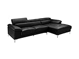 Vente-unique - Ecksofa Leder - Ecke Rechts - Schwarz - Solange