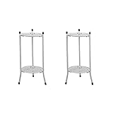 ISTOVO 2X Zweischichtiger Eleganter Metall Pflanzen Ständer Regal Topf Pflanzen Halter Hoher Pflanzen Topf Ständer für Drinnen Draussen Dekoration A