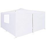 Faltpavillon mit 4 Seitenwänden, 5 x 5 m, Weiß, Haus und Garten, Rasen und Garten, Wohnen im Freien, Außenstrukturen, Vordächer und Pavillons