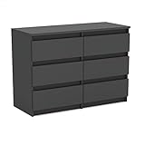 MRBLS Kommode mit 6 Schubladen Sideboard Schubladenschrank Kleiderschrank Modern Möbel mit Schubladen für Ihr Schlafzimmer (Grau Matt) – 100 x 71,5 x 33,5 cm (B/H/T)