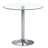 31.2' Modern Rund Esszimmertisch Mit Gehärteter Glasplatte Bar Tisch Küche Frühstücks-Bistrotisch Chrom-Ständer(Size:60CM,Color:Transparente Farben)