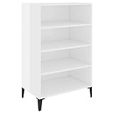 vidaXL Sideboard Bücherregal Standregal Beistellschrank Regal Bücherschrank Schrank Highboard Kommode Anrichte Hochglanz-Weiß 57x35x90cm Holzwerkstoff