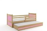 Doppelbett Rico für Kinder 190 x 80 KIEFER/Pink + Matratzen gratis