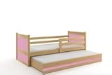 Doppelbett Rico für Kinder 190 x 80 KIEFER/Pink + Matratzen gratis