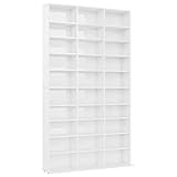 vidaXL CD-Regal Regalwand Bücherregal Regal Schrank CD Medienregal Standregal Bücherschrank Hochglanz-Weiß 102x16x177,5cm Holzwerkstoff