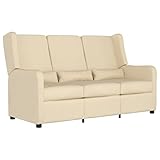 vidaXL Relaxsofa 3-Sitzer Fernsehsessel Kinosessel Sofa Couch TV Liegestuhl Ruhesessel Fernsehsofa Liegesessel Relaxsessel Heimkino Creme Stoff