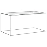 vidaXL Couchtisch Beistelltisch Glastisch Wohnzimmertisch Kaffeetisch Sofatisch Teetisch Tisch Wohnzimmer Silbern 90x50x43cm Edelstahl Glas