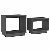 Tidyard Mehrzweck-Satztische 2 STK.Couchtisch Tischset Satztischen Tische Beistelltisch Kaffeetisch Tisch Seitentisch Kiefer-Massivholz Grau