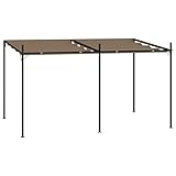 Yolola pergola Metall pavillon 4x3 Gestell Eisen mit Ausziehbarem Dach Gartenpavillon Überdachung Gartenzelt-Taupe-400 x 300 x 233 cm
