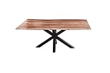 SAM Esszimmertisch 140x80cm Toledo, echte Baumkante, Akazienholz naturfarben, massiver Baumkantentisch mit Spider-Gestell Mattschwarz, FSC® 100% Zertifiziert