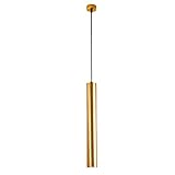 RAGGZZ 12W Gold Einkopfhanglampe Nordic Hanging Lamps Led Kronleuchter Deckenheizlampen Hängen Hängendes Hanges Kreatives Langes Langrohr Anhänger Anhänger Lampe Kleidung Kleidung Schalter/8*20Cm/Whit