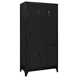 ZEYUAN Schließfachschrank, Wertfachschrank, Schließfächer, Metallschrank, Personalschrank, Spind Schrank, Stahlspind, Metallspind, Self-Storage-schließfach, Schwarz 90x45x180 cm Stahl