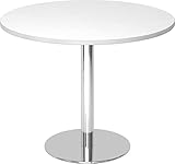 bümö® Besprechungstisch STF, Tischplatte rund 100 x 100 cm in weiß, Gestell verchromt