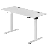 Juskys Höhenverstellbarer Schreibtisch 140x60cm - Elektrisch stufenlos verstellbar Bürotisch Sitz- & Stehtisch Speicherplatz Memory-Funktion - Weiß