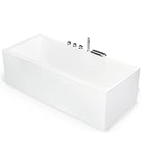 AQUADE Acryl Badewanne Wolfsburg 170x75 Komplett Set mit Wannenrandarmatur, Ab und Überlaufgarnitur Badewanne & Badewanne Komplettset - Badewanne Set Komplett mit Untergestell und Schürze