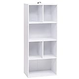 WOLTU Bücherregal mit 6 Fächern, Bücherschrank weiß, Standregal freistehend, Büroregal modern, Aufbewahrungsregal Aktenregal Raumteiler, 50,2 x 118 x 29,2 cm, SK005ws