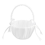 Snner Weissen Satin Perlen Hochzeit Blumenmaedchen Korb Bowknot Dekor