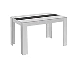 byLIVING Nori der Moderne Esstisch, komplett mit Melamin in weiß beschichtet, Wendeplatte mittig schwarz, Holzwerkstoff, 160 x 90, H 75 cm
