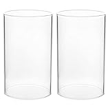 Cabilock 2pcs Windlichtgläser Teelichtgläser Kerzenhalter Windlicht Gläser Glaszylinder Ersatzglas ohne Boden Offenes Glasrohr für Kerzen Tischdeko Wohnzimmer Weihnachten Hochzeit Deko 15x9cm