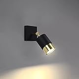 famlights Wandlampe Innen Wandleuchte Neal in Schwarz und Gold Modern NERO GU10 Stahl Wohnzimmer Schlafzimmer | 1-flammig