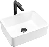 VBChome Waschbecken 41 x 31 cm klein rechteckiges Waschbecken Keramik Waschtisch Handwaschbecken AUFSATZWASCHBECKEN WASCHSCHALE GÄSTE WC