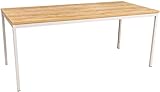 Furni24 Schreibtisch-Stahl 200x100x75cm, Eiche, TÜV/GS-Einfache Montage, Arbeitstisch, Bürotisch, Küchentisch, Esstisch, Druckertisch Büro-Möbel Arbeitszimmer Computertisch Gaming-Tisch Mehrzwecktisch