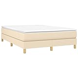 vidaXL Boxspringbett mit Matratze Polsterbett Bettgestell Doppelbett Bett Hotelbett Bettrahmen Lattenrost Schlafzimmerbett Creme 140x200cm Stoff