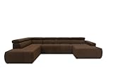 DOMO Collection Brandon Sofa, Wohnlandschaft mit Rückenfunktion in U-Form, Polsterecke Eckgarnitur Polstergarnitur, Dunkelbraun, 228 x 359 x 175 cm