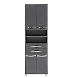 FBITE Hochschrank Badschrank Badezimmermöbel Anthrazit 193,7 x 59,8 x 32,6