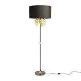 Lucande Stehlampe 'Malviras' (Design, Modern) in Schwarz aus Textil u.a. für Wohnzimmer & Esszimmer (3 flammig, E27) - Design Stehleuchte, Floor Lamp, Standleuchte, Wohnzimmerlampe, Wohnzimmerlampe