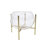 LaLe Living Vase Arzu aus Glas & Eisen in Gold, Blumenvase 18 x 23 cm, Glasvase mit Gestell aus Metall