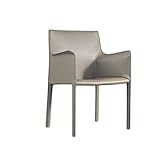 JQUAL Esszimmerstühle Esszimmerstuhl Nordic Saddle Leather Home Moderner minimalistischer Leichter Luxus-Hocker mit Rückenlehne und Armlehne Designer-Stuhl Küchenstühle