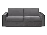 Sofa für 4-Sitzer, ausziehbar, Express, Velours, Anthrazit, Liegefläche 160 cm, Matratze 18 cm, Einzelbett