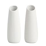 2 Stück Keramikvase, Minimalismus Stil Blumenvasen Dekorative, Weiße Vasen für Dekoration, Moderne Keramik Strukturierte Vase, Pampasgras Vase für Tafelaufsätze, Heimdekoration, Wohnzimmer