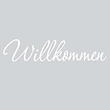 Aufkleber für die Haustür, innovative weiße Willkommensaufkleber, abnehmbarer Aufkleber für die Haustür, geeignet für Wohnzimmer, Schlafzimmer, Kinderzimmer, Klassenzimmer (16,93 x 3,54 Zoll) Autoecho
