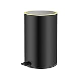PEVSCO Mülleimer Edelstahl-Mülleimer mit Deckel, einfacher Haushalt, fußbetätigter Mülleimer, Küchen-Müllkorb, 8 l Rundmülleimer ( Color : Schwarz )
