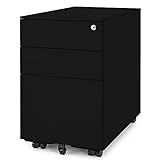 Ergotopia® Rollcontainer schwarz - abschließbarer Bürocontainer für Schreibtisch 60x39x52 cm (HxBxT) - Büro Container mit 3 Schubladen - Schreibtischcontainer abschließbar