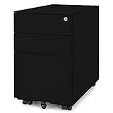 Ergotopia® Rollcontainer schwarz - abschließbarer Bürocontainer für Schreibtisch 60x39x52 cm (HxBxT) - Büro Container mit 3 Schubladen - Schreibtischcontainer abschließbar