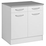 Miroytengo Untere Küchenmodul EKO 80 cm 2 Türen 2 Schubladen Modular Unterschrank Farbe Weiß matt