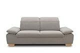 DOMO Collection Maven Sofa, 2,5-Sitzer Couch mit Arm- und Rückenfunktion, Garnitur mit Federkern und Relaxfunktion, 215x110x77, 2,5er Polster in grau