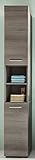 FBITE Hochschrank Badezimmer rauchsilber grau Badschrank schmal 30 x 190 cm