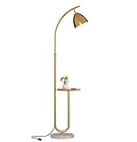 BPILOT Stehlampe Eisen-Stehlampe mit Holztisch, Schlafzimmer-Stehleuchte mit Marmorsockel, verstellbare Lampenkopf-Stehleuchte für Wohnzimmer Wohnzimmer Leselampe (Color : Gold, Size : 30 * 172cm)